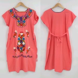 Blooming Floral Oaxacan Cotton Embroidered Dress
